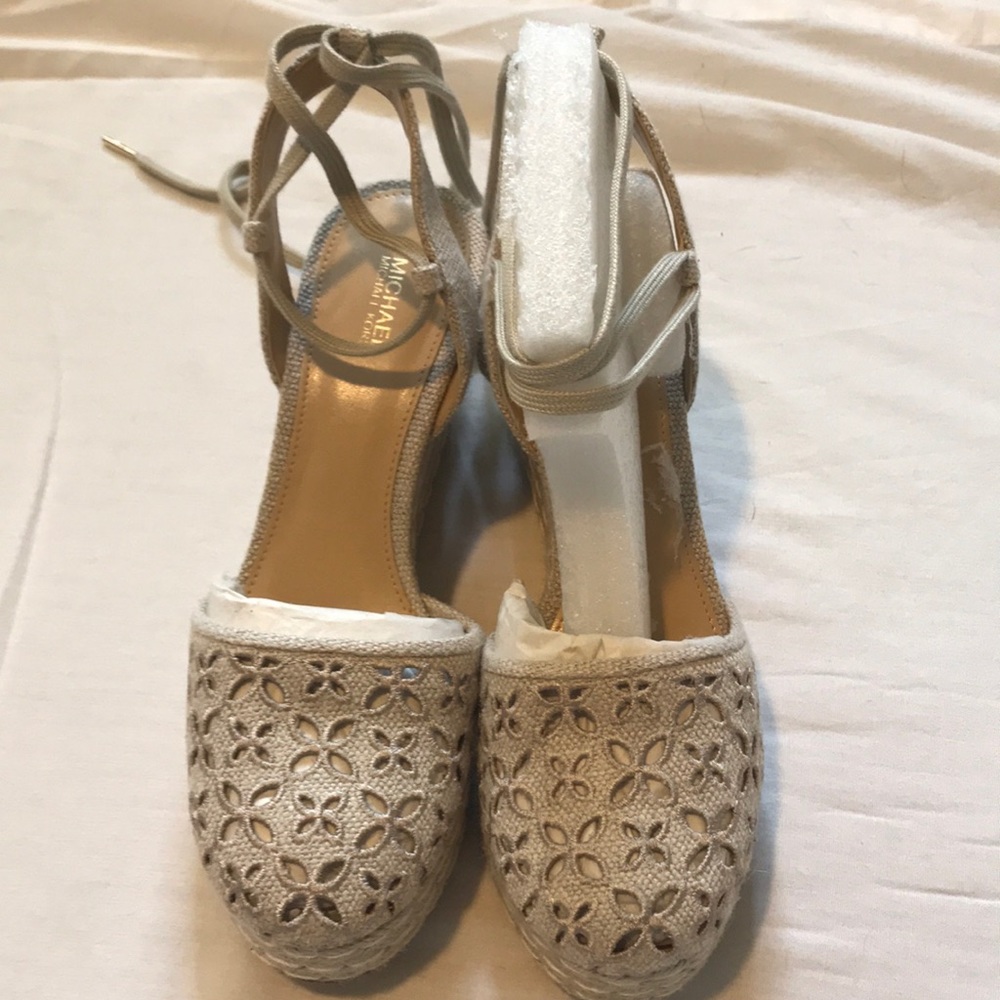 Michael Kors lace-up wedges, size 8.5; like new!